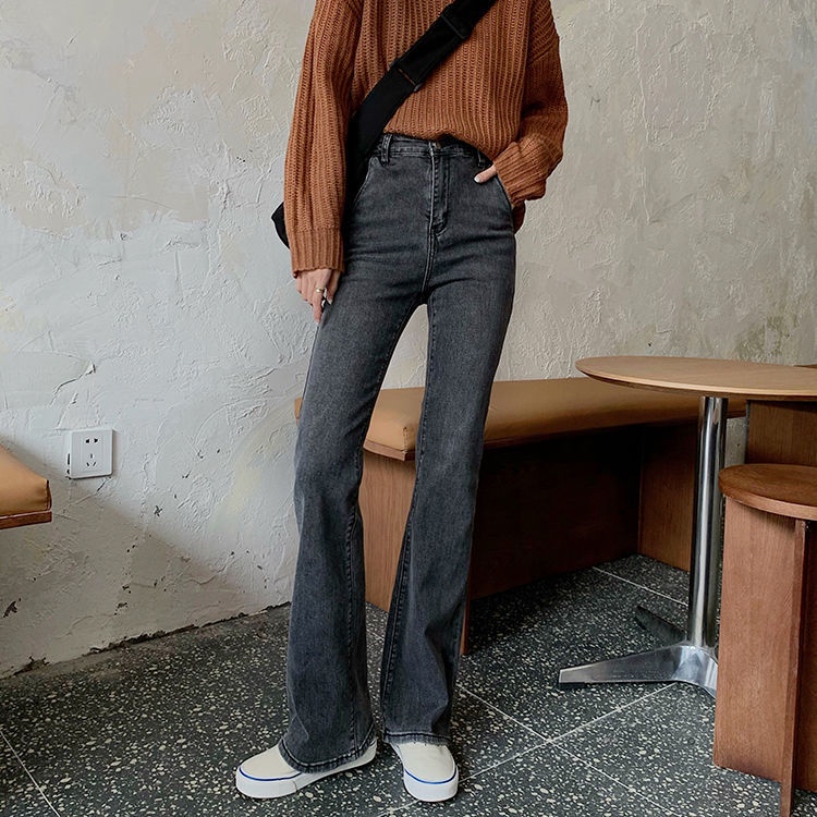 Quần jean ống loe lưng cao phong cách Hàn Quốc năm 2021