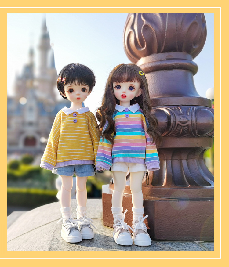 Áo sweater tay dài kẻ sọc nhiều màu dành cho búp bê