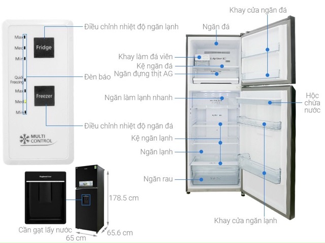 Tủ lạnh Panasonic inverter 366 lít NR-BL381WKVN( Hàng mẫu NEW Bảo hành chính hãng 2 năm)