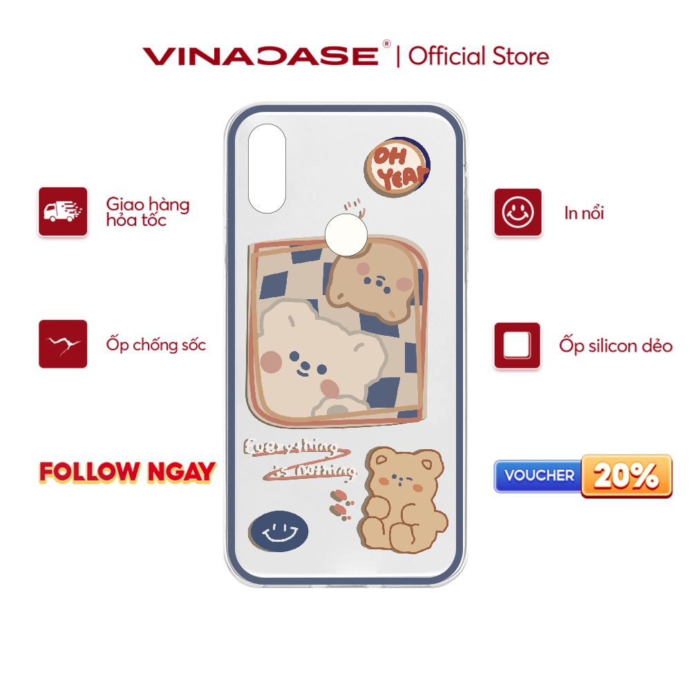 Ốp lưng Vina Case Vsmart Joy 3/Joy 4/Bee 3/...dẻo trong in hình Gấu Everything