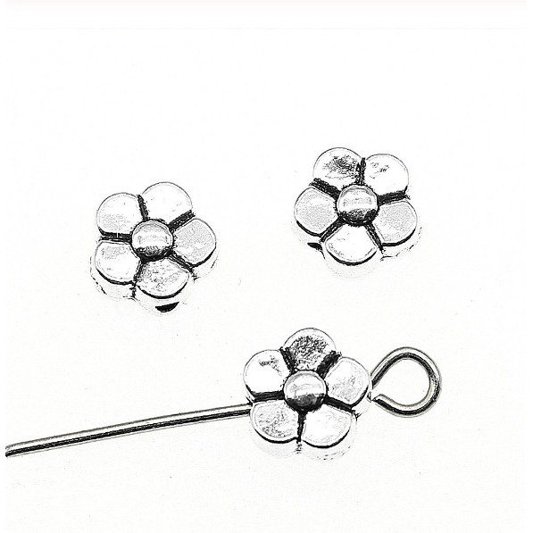 Bộ 50 hạt bạc hình hoa 5mm dùng làm trang sức