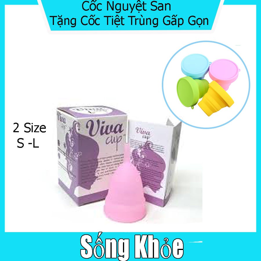 [Mua 4 tặng 1 cốc đựng] Cốc nguyệt san, cốc kinh nguyệt Vivacup siêu mềm, size S,L