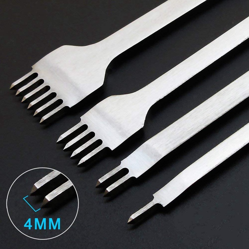 Bộ Dụng Cụ Đục Lỗ Đồ Da 4mm 1 / 2 / 4 / 6 Prong