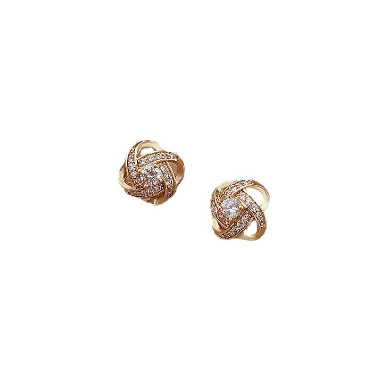 Khuyên tai bạc 925 đính đá xoắn kiểu dáng lạ mắt độc đáo Phong cách Hàn Quốc