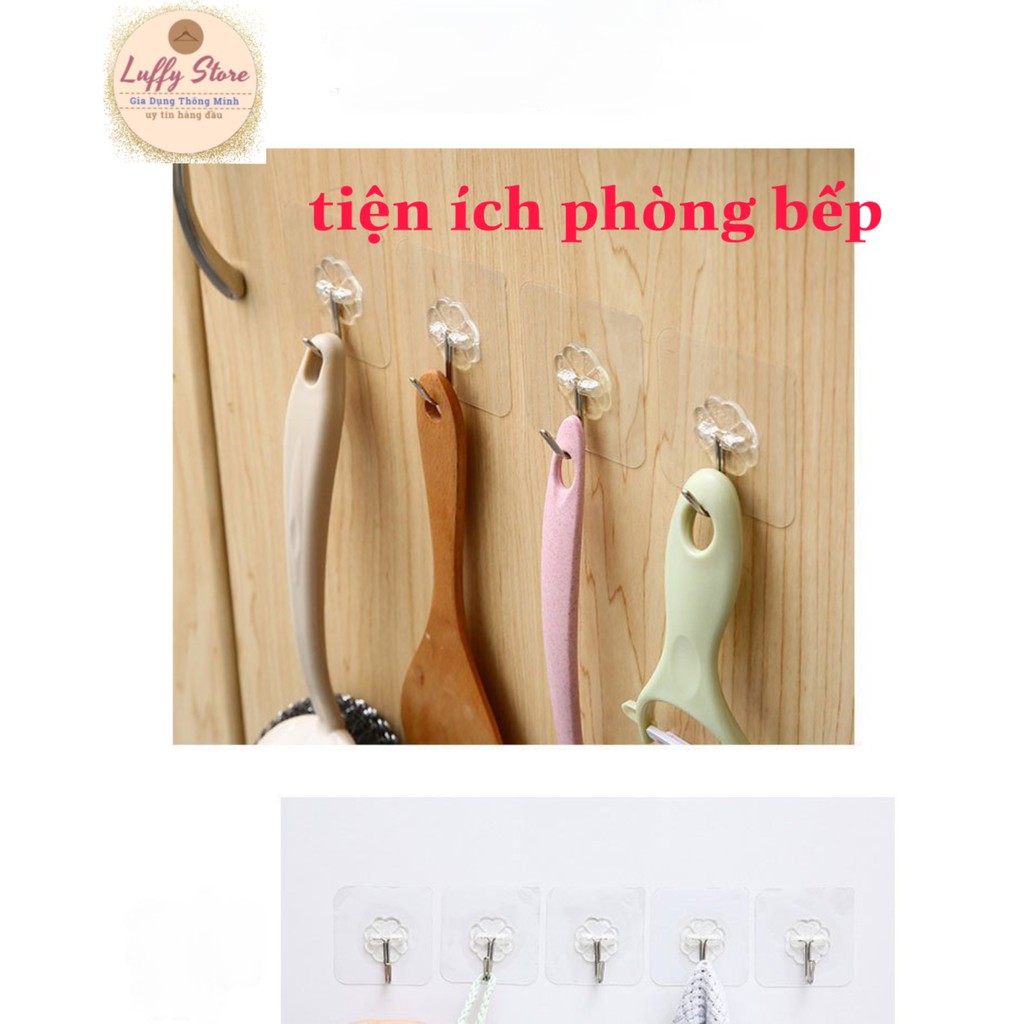 Móc Dán Tường Siêu Dính Trong Suốt Chịu Lực Tốt Treo Tường Chắc Chắn (6x6 cm) Tiện Dụng