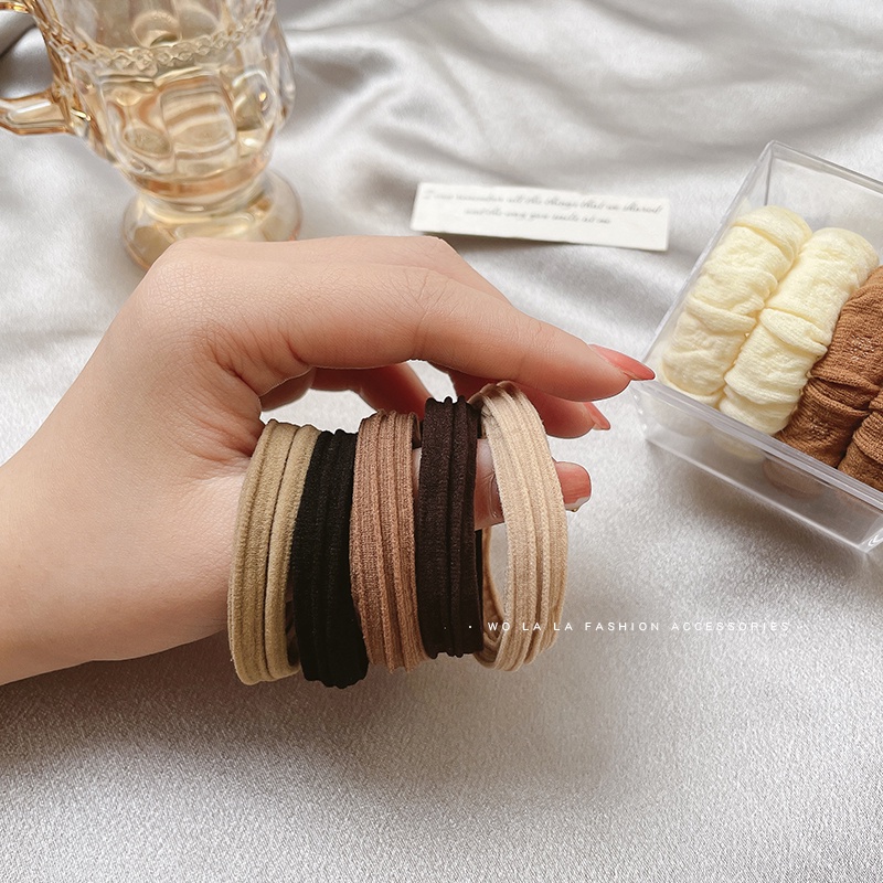 Set 5 Dây Buộc Tóc Co Giãn Cao Cấp Phong Cách Hàn Quốc Mới