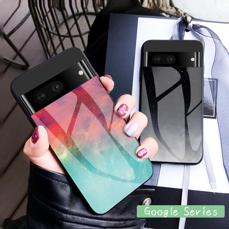 Ốp Điện Thoại Kính Cường Lực Cứng Màu Gradient Cho Google Pixel 7 6 Pro 6A Google Pixel7 7Pro Pixel7Pro Pixel6 6Pro Pixel6A
