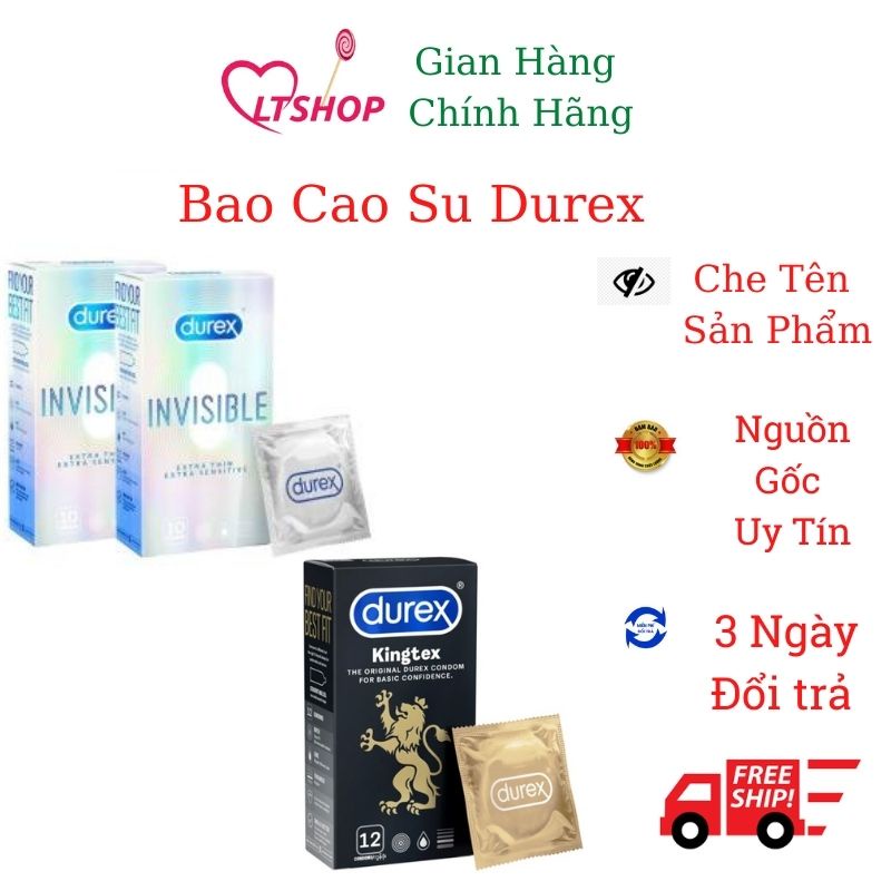 Bộ 2 Hộp Bao Cao Su Durex Invisible (10 Cái/Hộp) + Tặng 1 Hộp kingtex 12cái