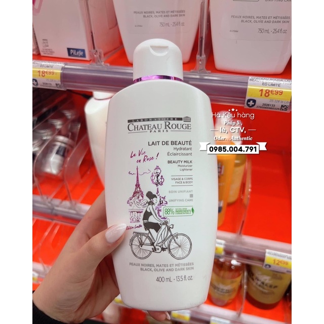 Dưỡng thể kích trắng Chateau Rouge 400ml mẫu mới