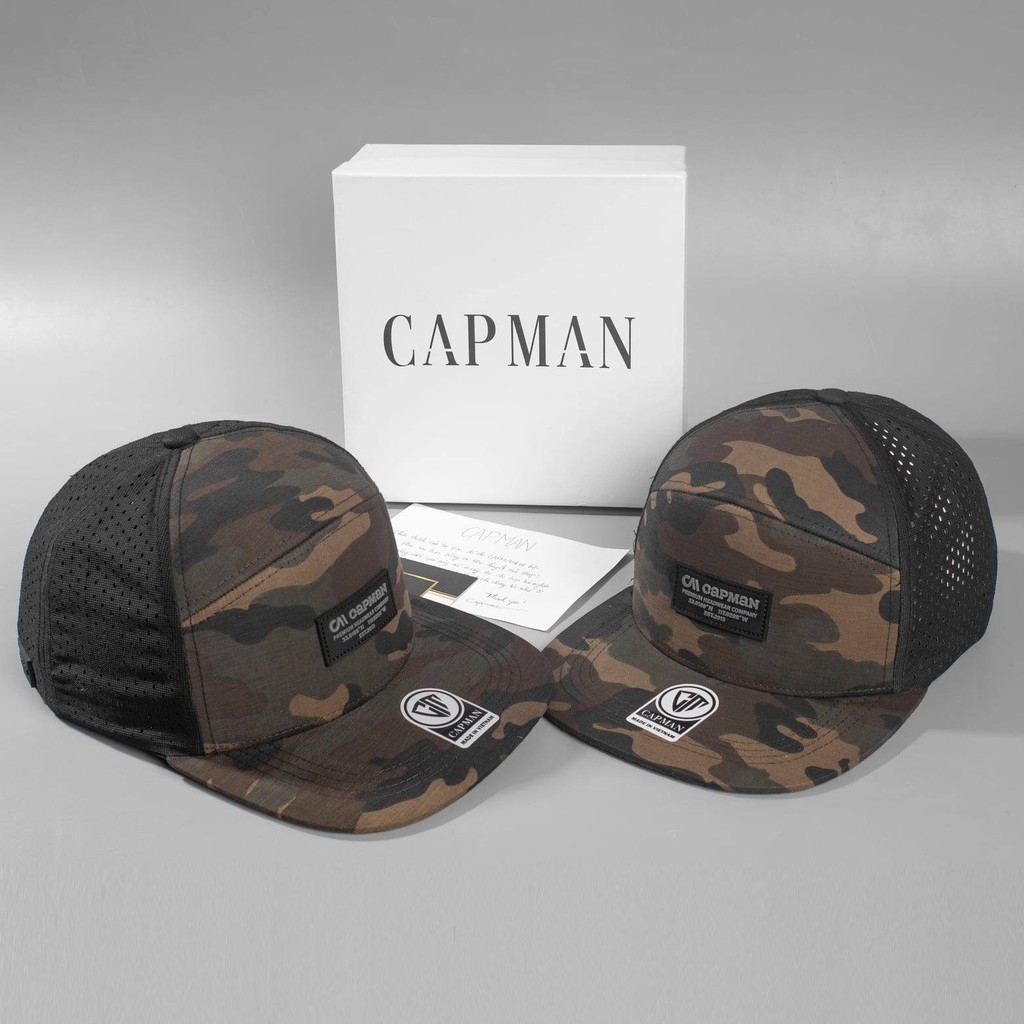 Mũ lưỡi trai CAPMAN chính hãng full box, nón kết nam snapback vải dù CM101 màu rêu