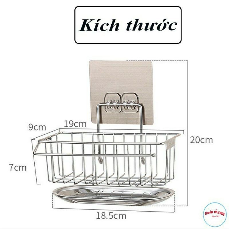 Khay, kệ, giỏ inox 304 đựng miếng rửa chén bát dán tường có khay hứng nước siêu chắc, tiện dụng