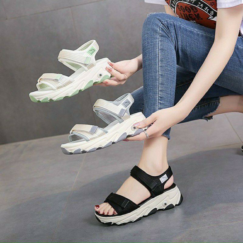 Sandal Nữ 2 Quai Dán Đế Màu