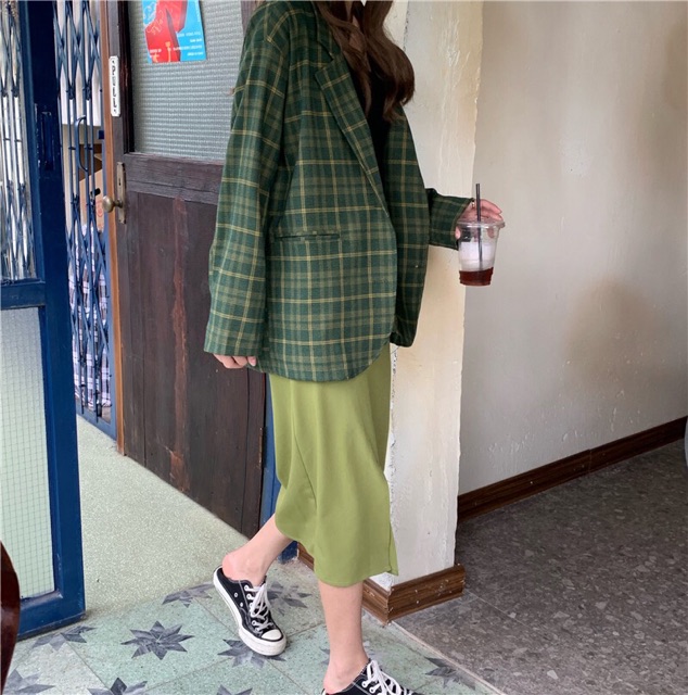 (SẴN ÁO) SET ÁO BLAZER CHÂN VÁY SUÔNG XẺ TÀ ULZZANG | BigBuy360 - bigbuy360.vn