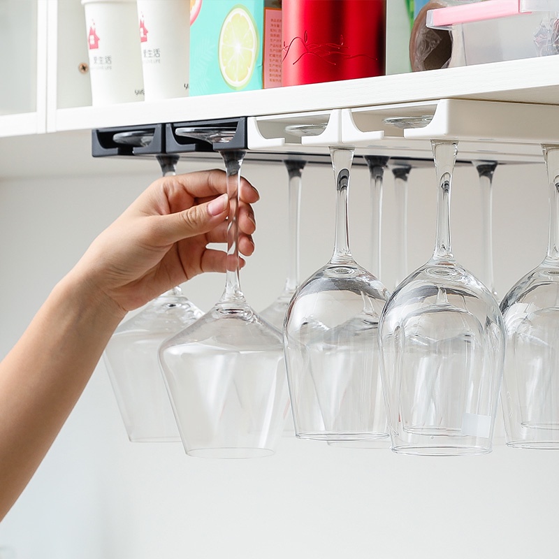 Giá đỡ ly rượu vang thủy tinh JUJIAJIA kiểu treo ngược tự dính chất lượng cao cho nhà ở