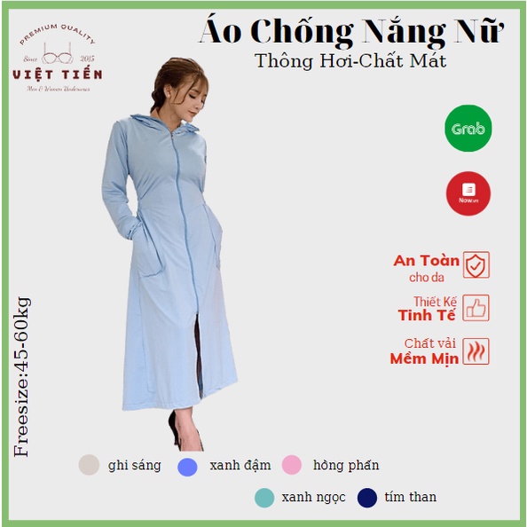 Áo chống nắng nữ toàn thân vải thông hơi mềm mịn thoáng mát Việt Tiến ACC64