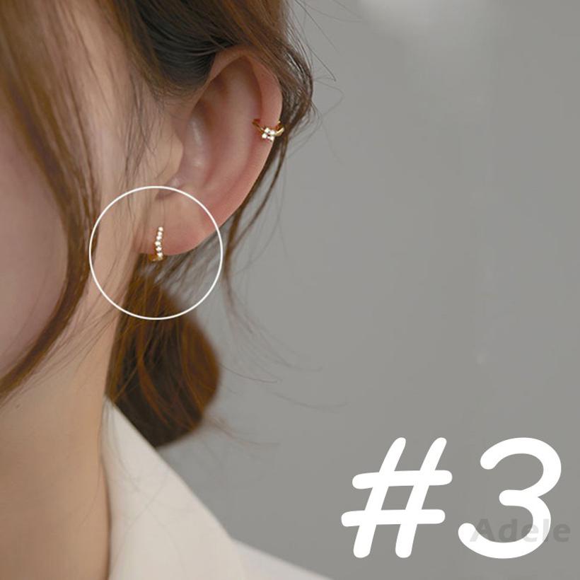 [Adele] Đơn giản nữ bông tai nhỏ khóa tai 925 sterling bạc đinh tai xương đinh cao nữ cấp nhẫn tai cao cấp khí chất khuyên tai hàn quốc nhẫn xương