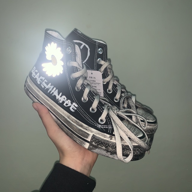 [ORDER 10 NGÀY] giày thể thao vải cao cổ nữ PMO buộc dây hoa thiếu cánh phát quang đế bẩn | BigBuy360 - bigbuy360.vn