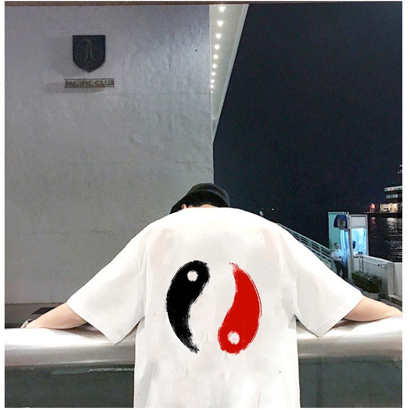 Áo thun tay lỡ nam âm dương họa tiết form rộng vải dày mịn 2020T2618