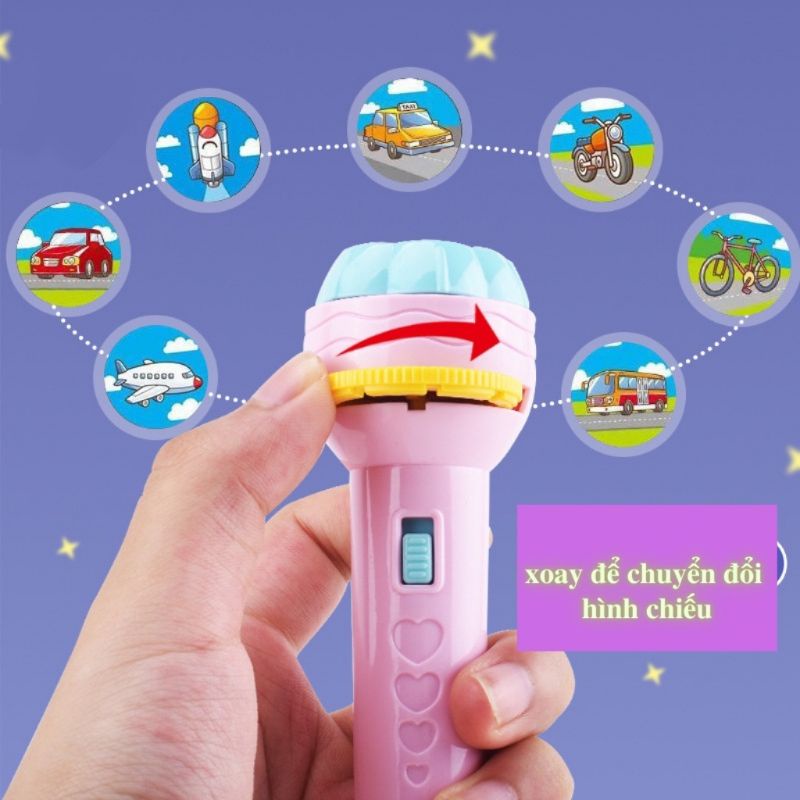 Đèn pin chiếu hình cho bé 80 hình động vật sắc nét phát triển trí tuệ bé vui chơi khám phá