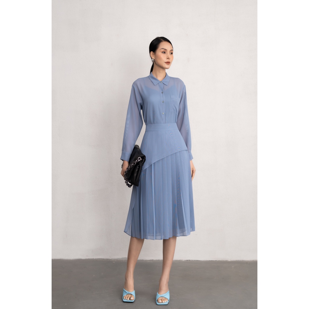 Chân váy midi xếp ly Eva de Eva 22SCVE001X