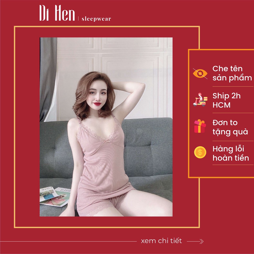 Bộ đồ ngủ 2 dây Ren đùi cộc tay sexy gợi cảm -🎀FREE SHIP🎀 -Quần áo mặc nhà nữ quyến rũ, mềm mịn, mát mẻ - DihenSleewear | BigBuy360 - bigbuy360.vn