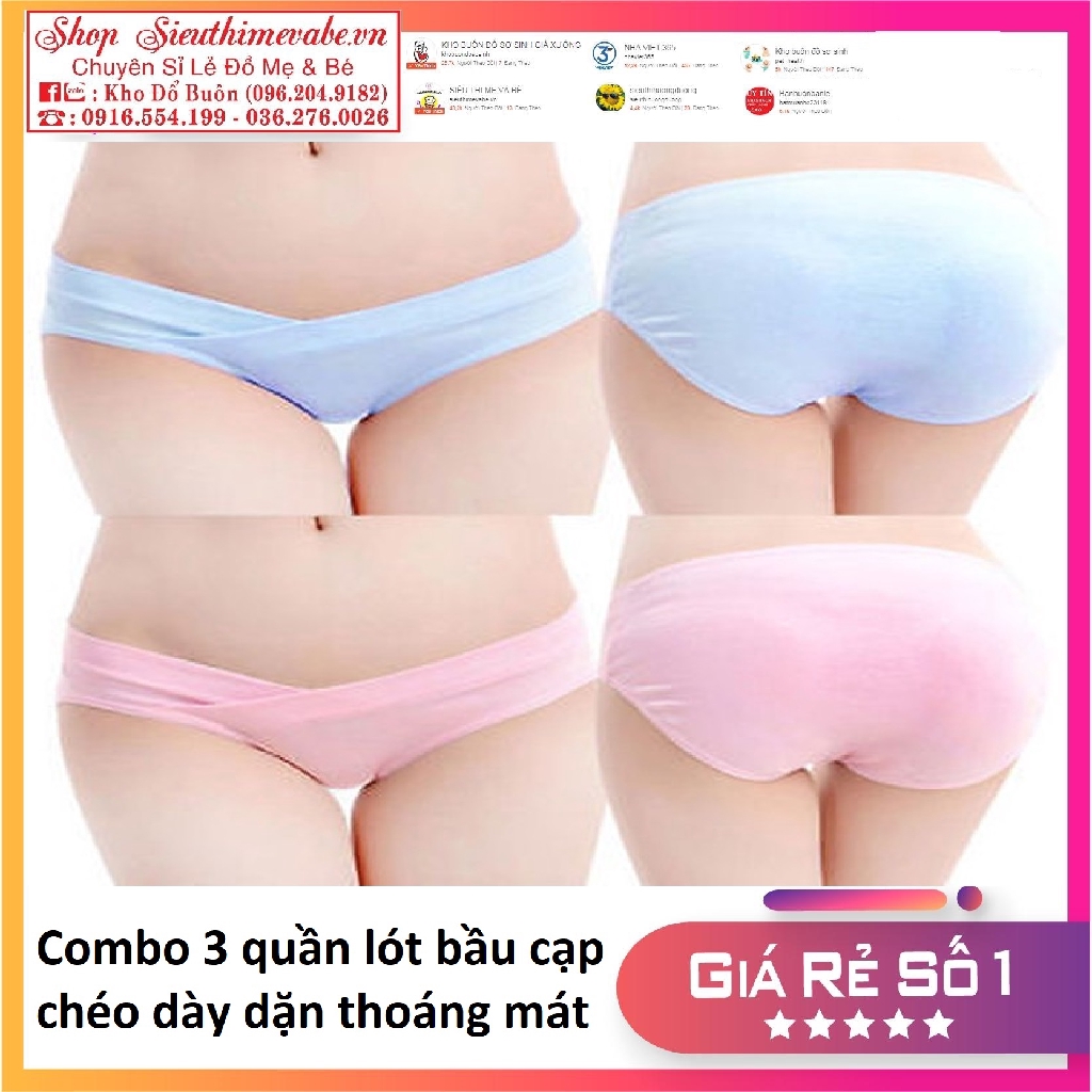 Combo 3 Quần Lót Bầu Cạp Chéo Hàng Cao Cấp Loại 1 Chất Đẹp Mát Dày Dặn