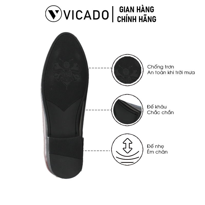 Giày lười nam da bò cao cấp công sở Loafer Vicado VO1112 màu nâu