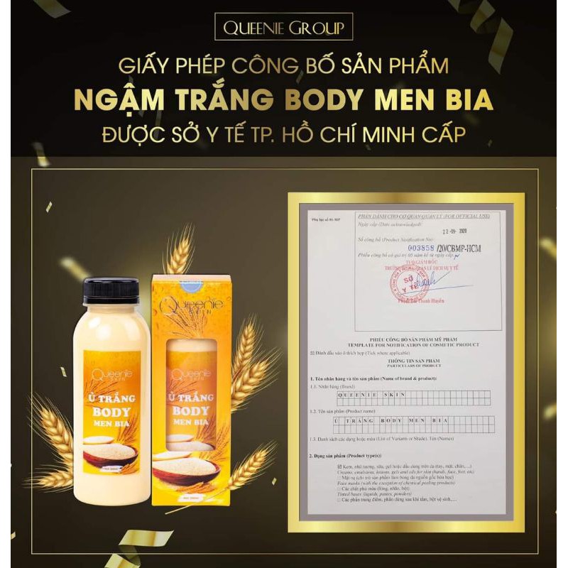 Ngậm trắng body men bia QUEENIE SKIN 350ml | BigBuy360 - bigbuy360.vn