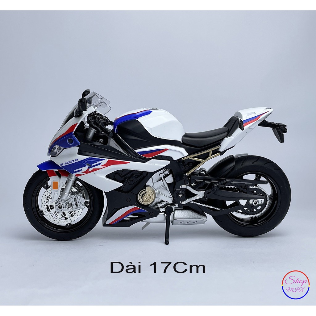 Xe mô hình mô tô BMW S1000RR 2020 TẶNG KÈM BIỂN SỐ tỉ lệ 1:12 hãng HUA YI