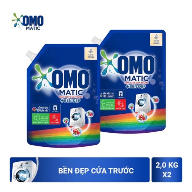 Combo 2 túi Túi Nước giặt Omo Matic dành cho máy giặt cửa trước túi 2kg