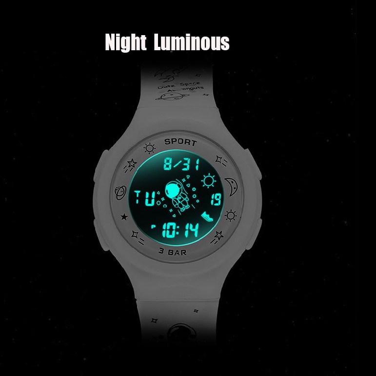 Đồng Hồ Điện Tử HT3 Chống Thấm Nước 5 Màu Dạ Quang Phong Cách Phi Hành Gia Hàn Quốc Dành Cho Học Sinh Nam Nữ