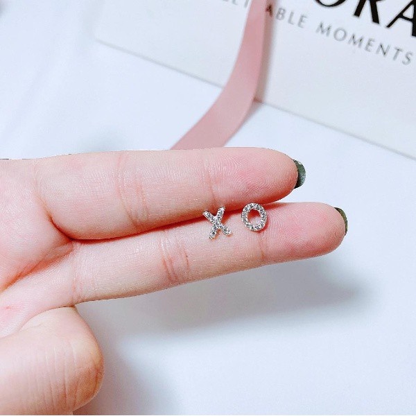 Khuyên Tai Bạc Ta S925 CaoBac Silver Hình XO Đính Cá Tính