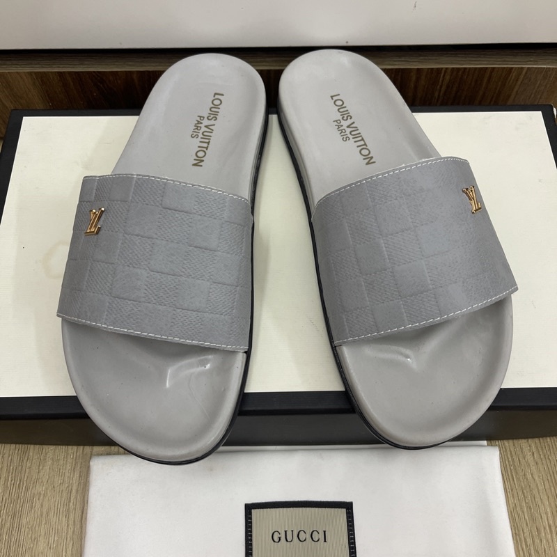 Dép nam mới màu xám khói có logo mới ảnh video thật