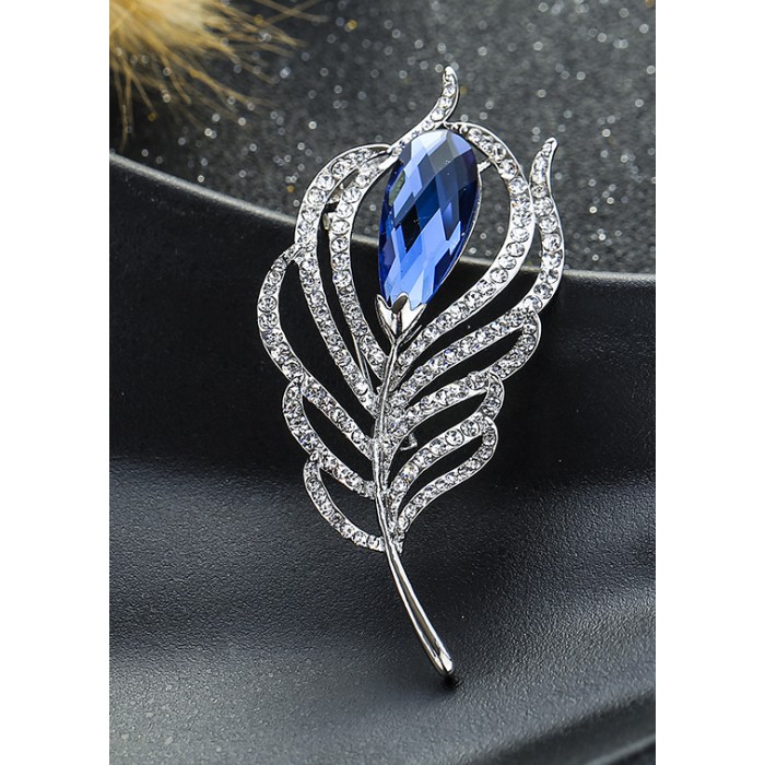 Cài áo thời trang hình lông vũ đính đá sang trọng GC65