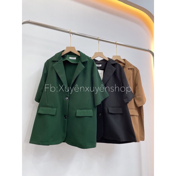 (Ảnh thật) Áo khoác blazer chất tuyết cộc tay 1 lớp có đệm vai