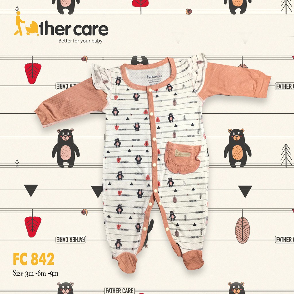 Bộ Body FatherCare bèo Dài tay - Gấu (Họa tiết) FC842