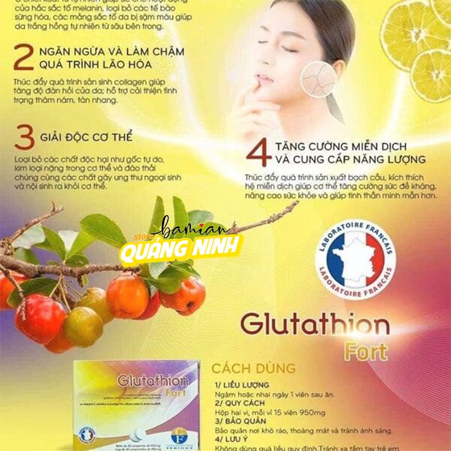 Viên ngậm trắng da Glutathion hộp 2 vỉ 30 viên Nhập khẩu Pháp (date luôn mới) | BigBuy360 - bigbuy360.vn