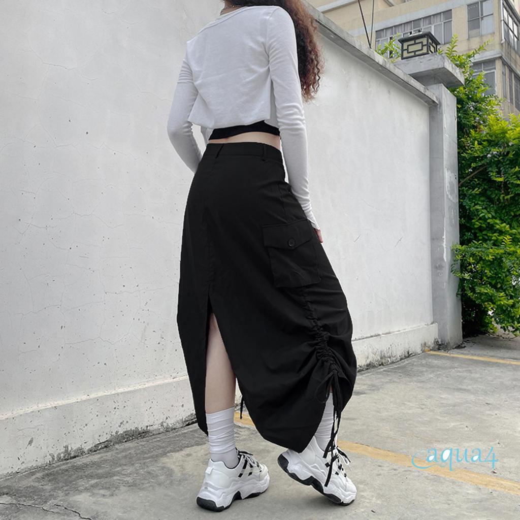 Chân Váy Midi Có Túi Phong Cách Cổ Điển Đường Phố Cho Nữ ANANA-Y2K
