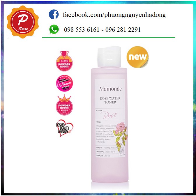 [Mẫu Mới] Nước hoa hồng mamonde rose water