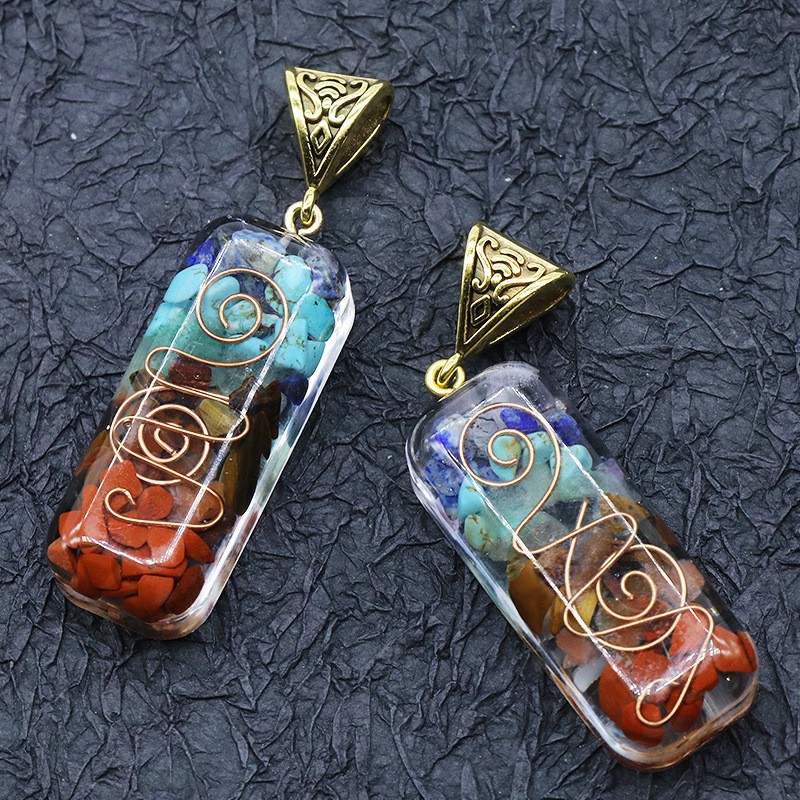 Mặt dây chuyền Orgonite Chakra Necklace 7 Luân Xạ Reiki