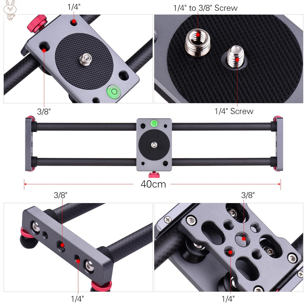 Only♥Photography Camera Slider Carbon Fiber Dolly Video Stabilizer Rail 40cm/15.7inch Compatible with    DSLR Camera Camcorder Smartphones