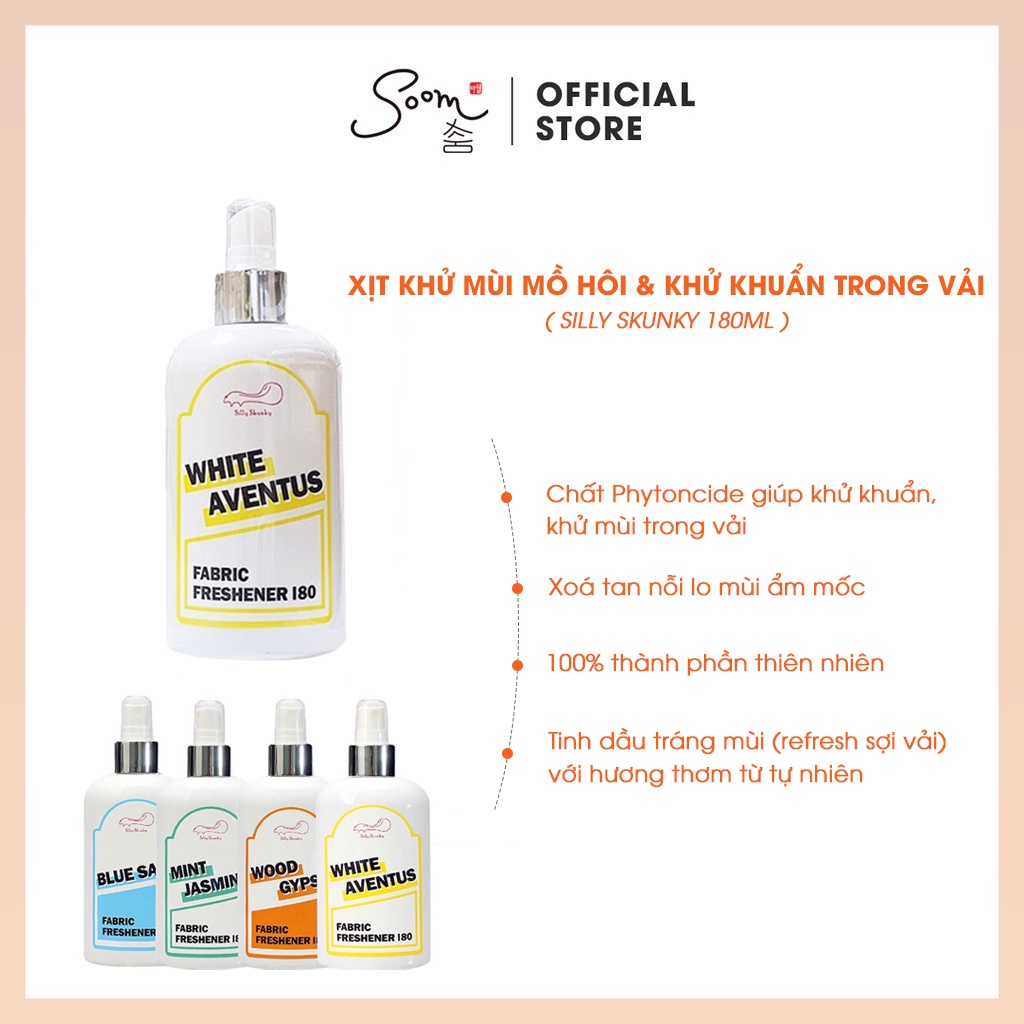 XỊT KHỬ MÙI MỒ HÔI & KHỬ KHUẨN TRONG VẢI SILLY SKUNKY 180ML