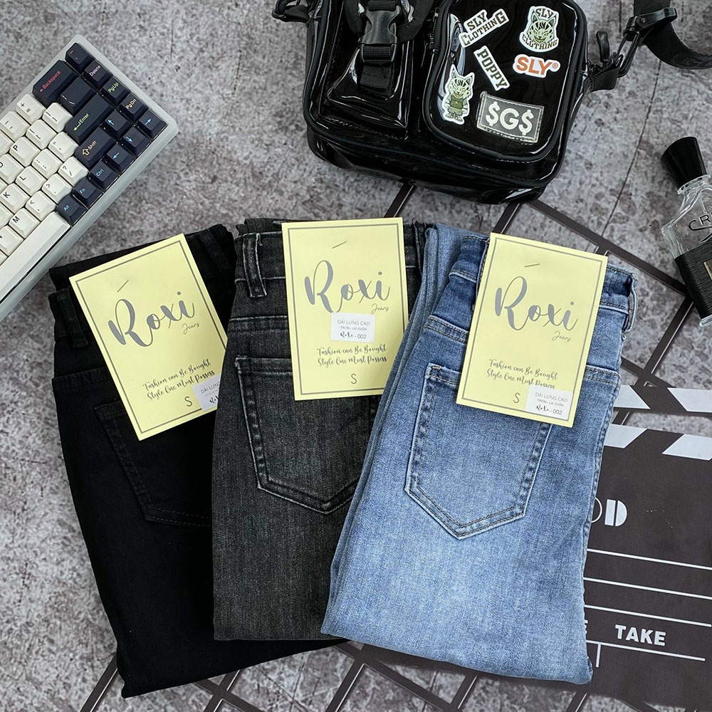Quần Jean Nữ LULIIJEANS Lưng Cao, Skinny Ôm Co Giãn Chất Đẹp Ống Đứng Lai Cuốn Cạp Cao Trơn Dài Basic | BigBuy360 - bigbuy360.vn