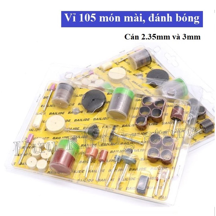 Vỉ công cụ 105 món mài, đánh bóng