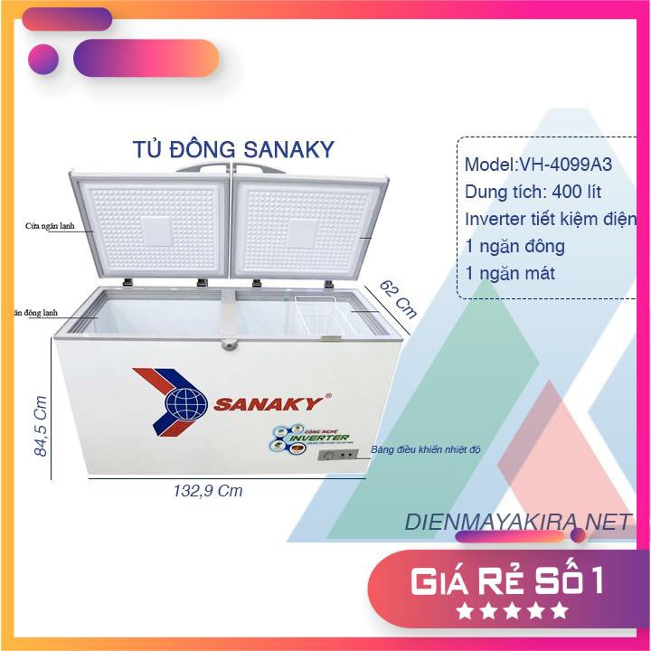 [HÀNG CHÍNH HÃNG] Tủ Đông INVERTER Sanaky VH-4099A3 (400 lít)