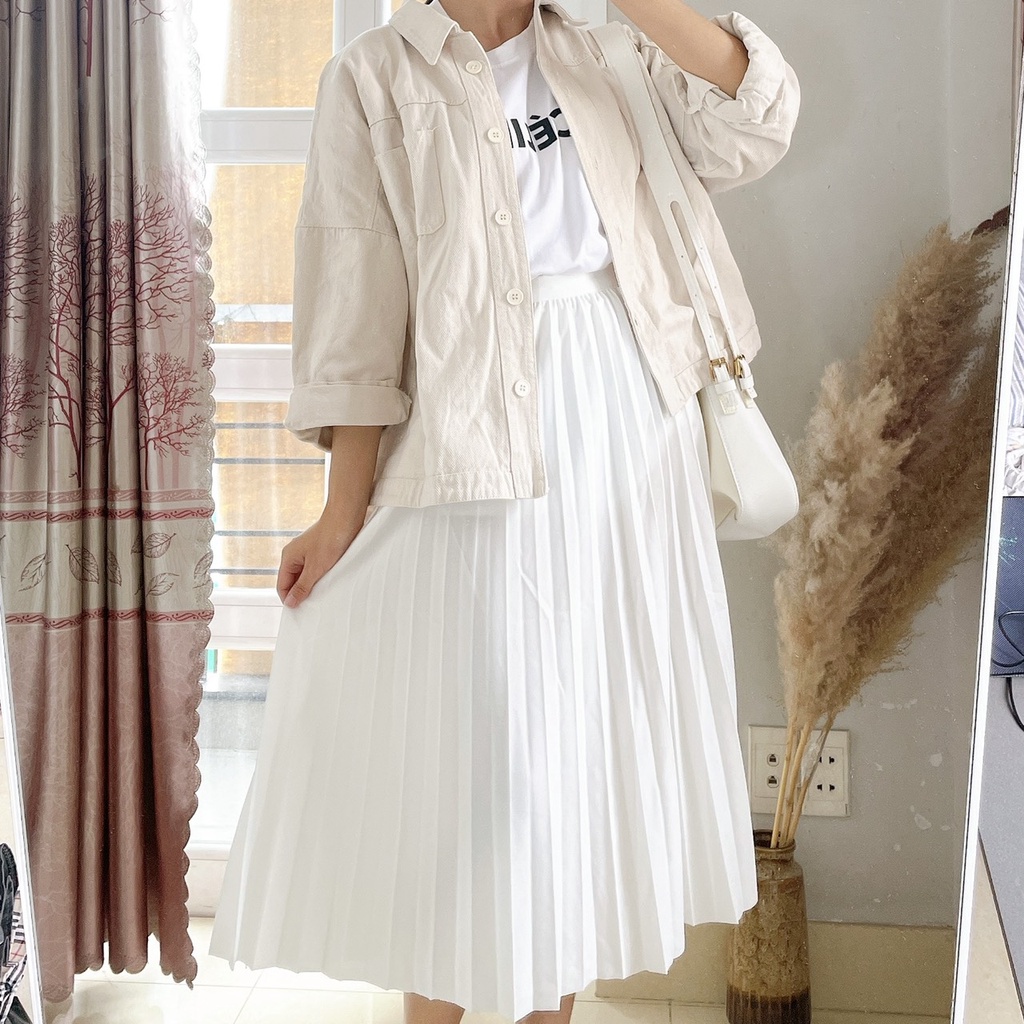 Chân Váy Dập Ly Chữ A Tag thêm Logo Phong Cách Hàn Quốc | Smide Clothing