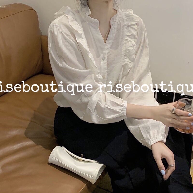 Sơ mi nữ trắng bánh bèo dài tay chất mặc mát