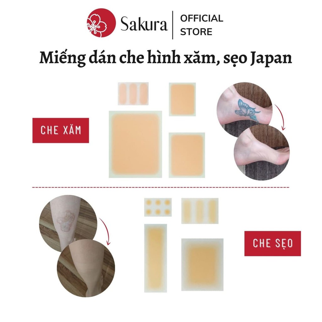 Miếng Dán Che Hình Xăm Che Sẹo Japan Sakura Miếng Dán Che Khuyết Điểm Nhiều Màu, Chống Nước, Nhiều Size