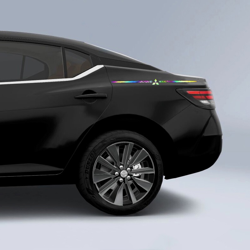 Tem Decal Dán Trang Trí Xe Ô Tô Laser Phản Quang Biểu Tượng "STARCFDAVID - Logo Hãng Xe - HEXAGRAM" Xe Mitsubishi Attrage Mirage Triton Xpander Champ Pajero Lancer Outlander