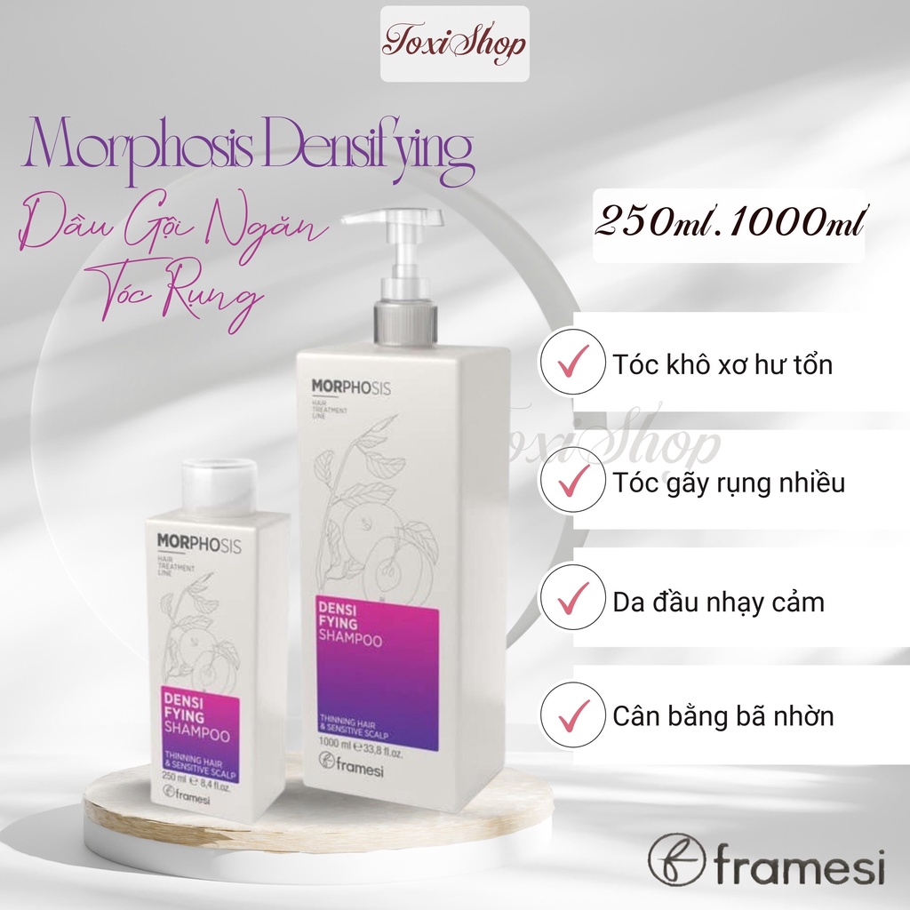 Dầu gội chống rụng tóc kích thích mọc tóc dầu gội Framesi cho da nhạy cảm phục hồi kiềm dầu Morphosis Densifying